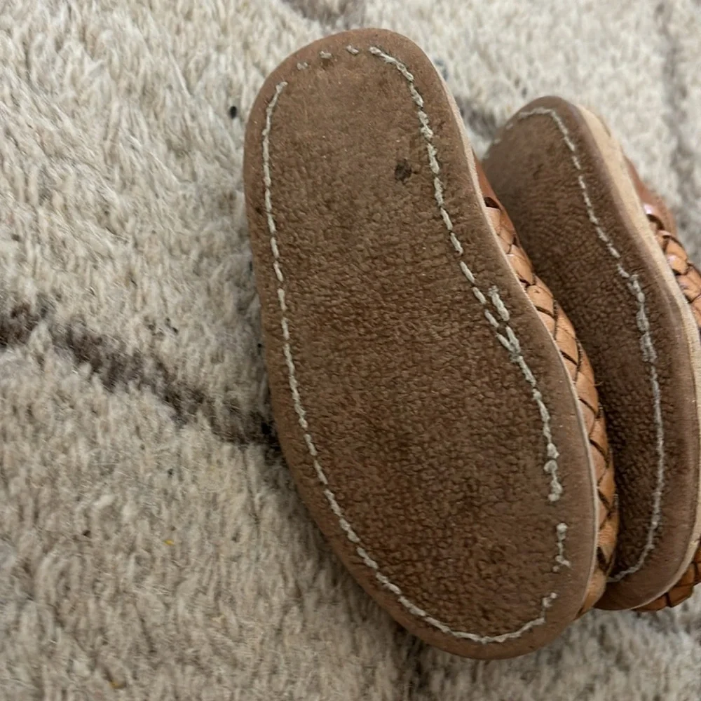 🌺MEXICANA Tan and Blue Baby Walker Shoes with Decorative Lace